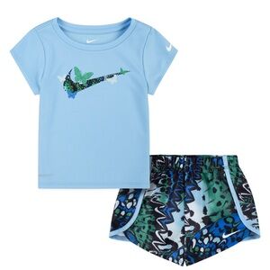 Nike blue butterfly short and tee set